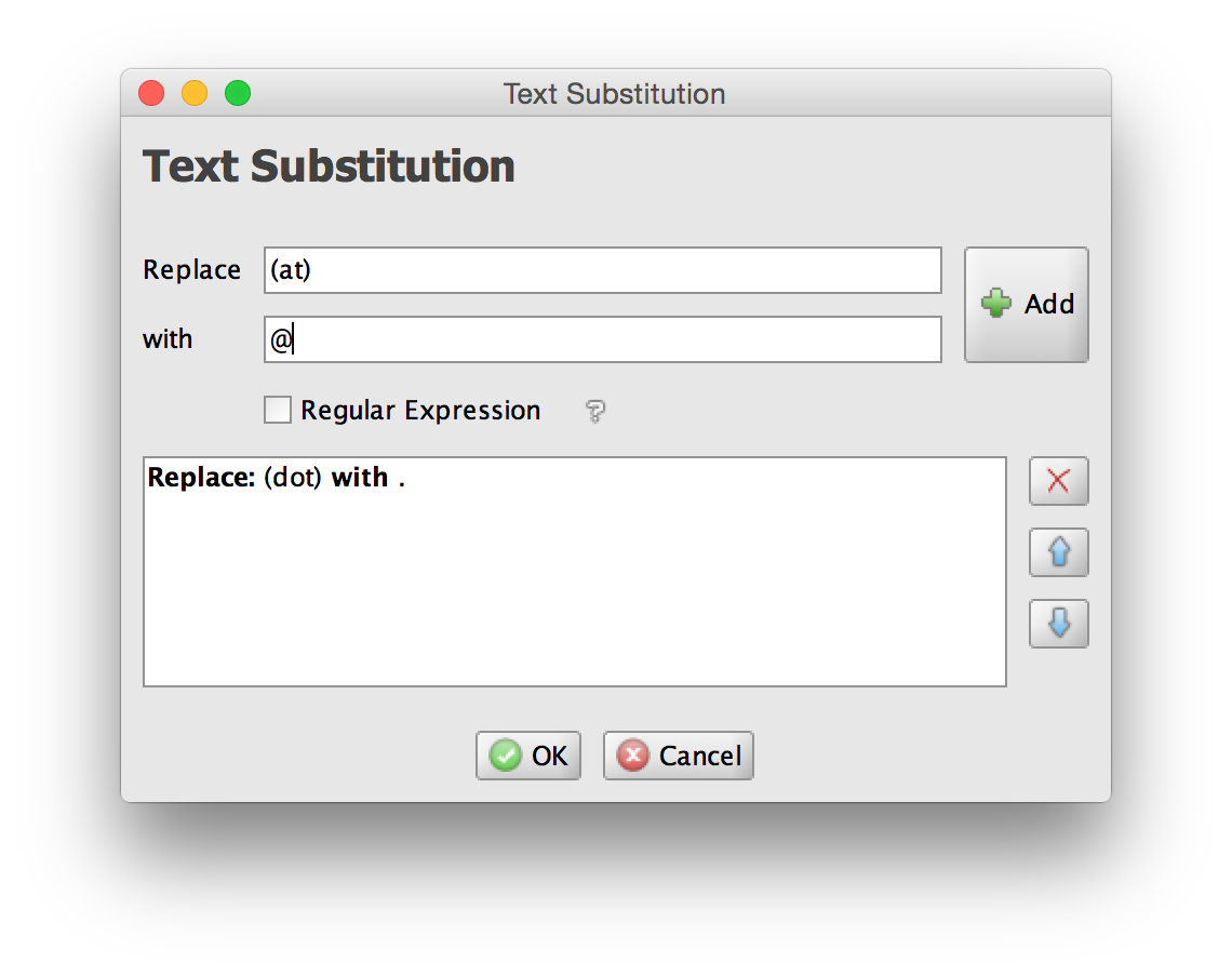 Text substitution window screenshot